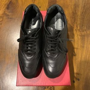 Ferragamo Black Leather Sneakers - sz 7.5